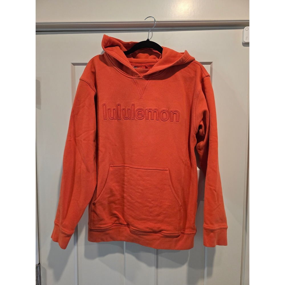 Lululemon All Yours Hoodie Orange Embroidered Logo Pullover Sweatshirt Womens 6